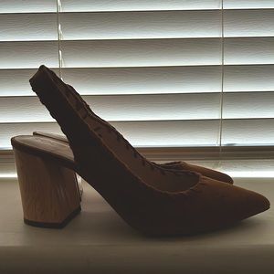 Sole Society Tan Suede Pointer Toe Heels